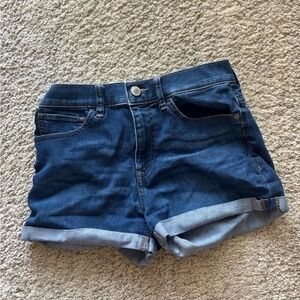 Express Medium Wash Cuffed Blue Jean Shorts